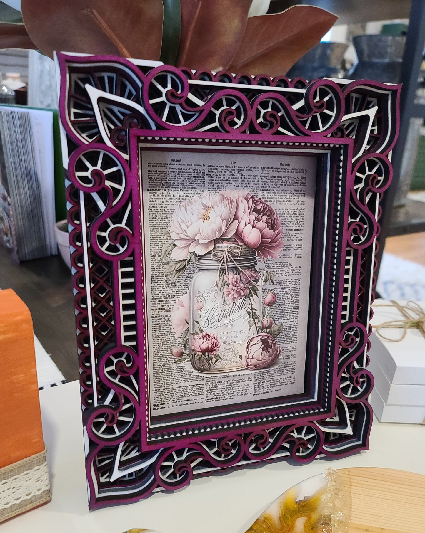 5 x 7 Photo Frame (8" x 10.5") Purple + White