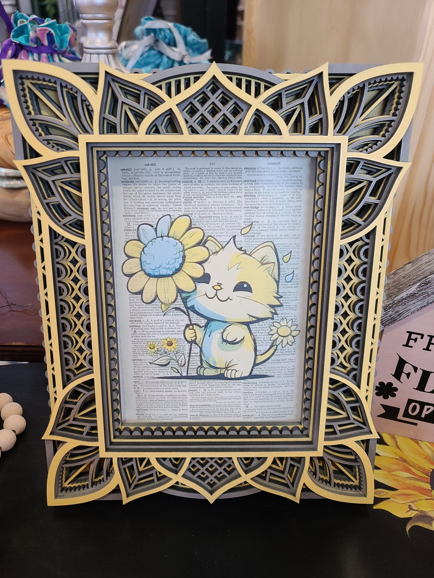 5 x 7 Photo Frame (8" x 10.5") Yellow + Light Blue