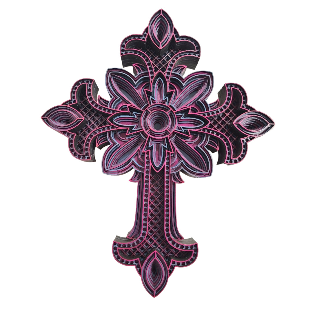 Cross Purple + Blue 15" x 18"