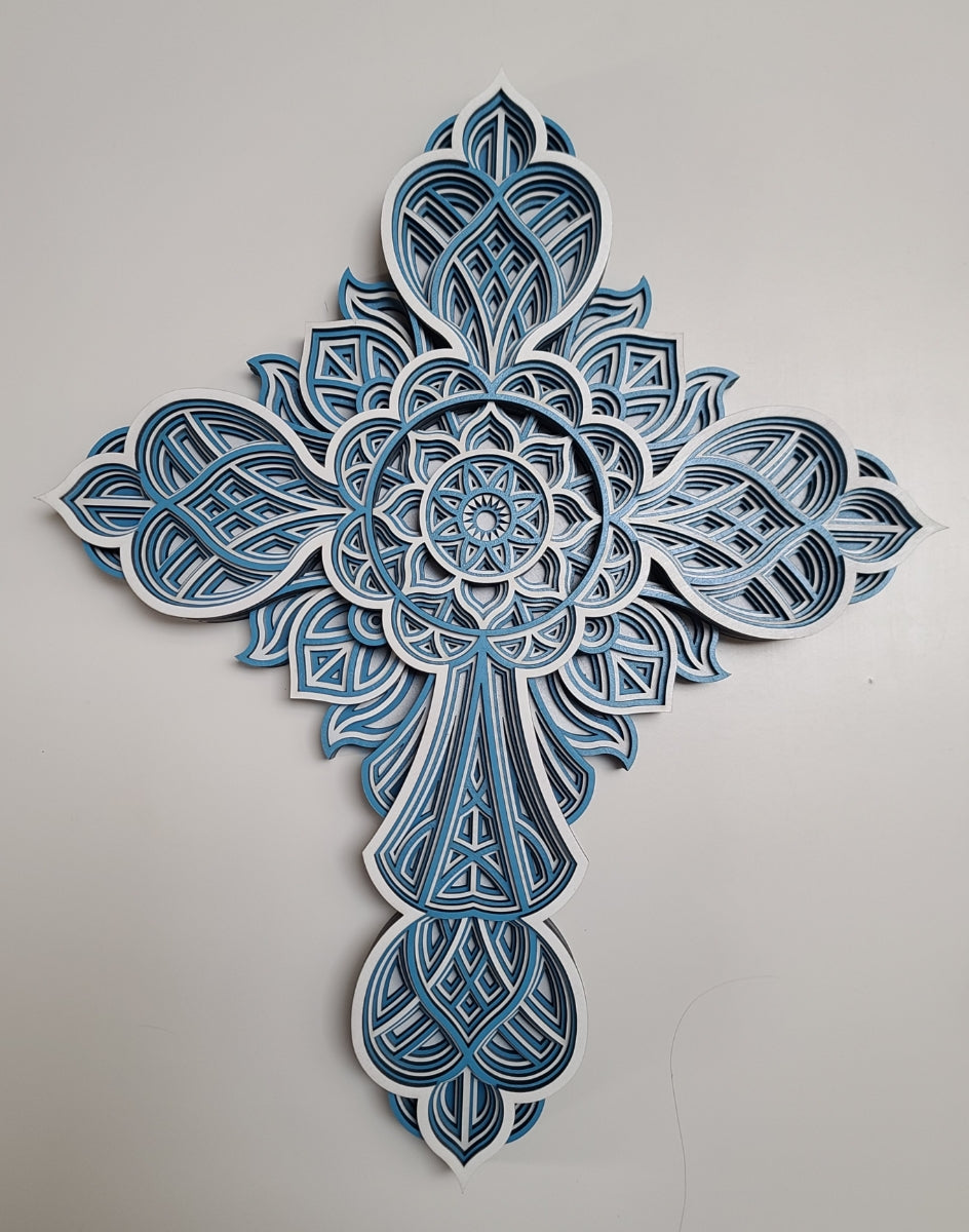 Cross - White & Blue (Large 15" x 18")