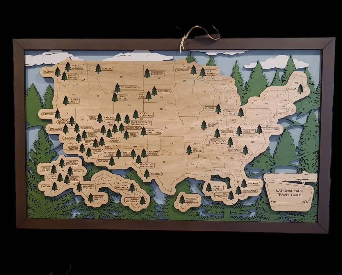 National Map with Trees Large (17" x 28")