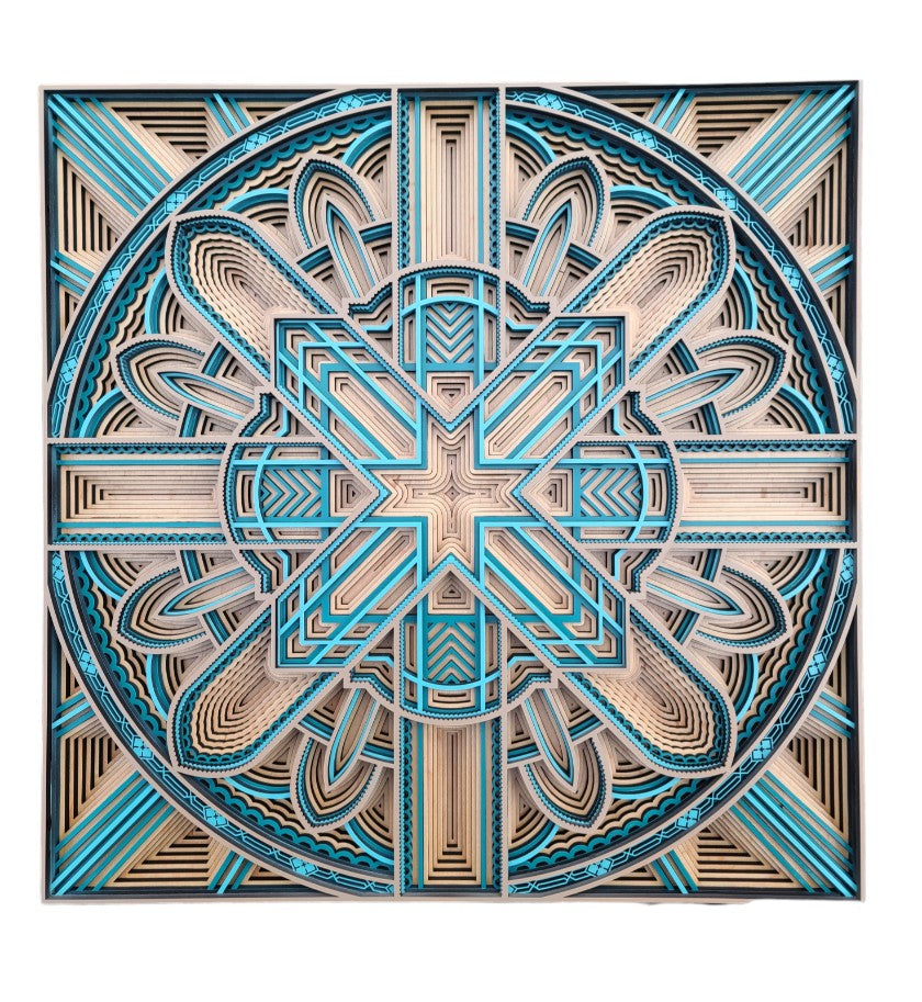 Teal Blue Mandala - 17"x17"