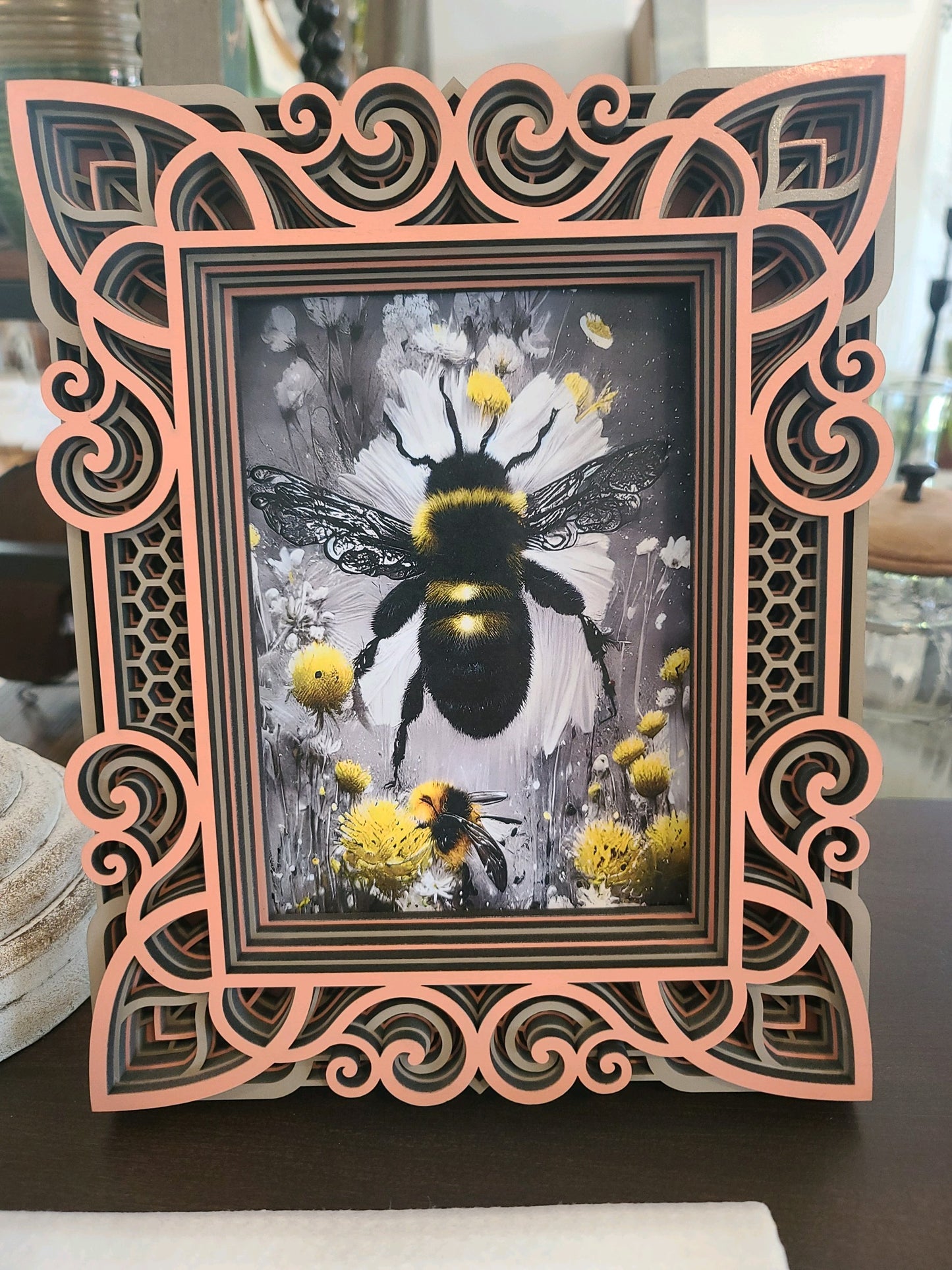 5 x 7 Photo Frame (8" x 10.5") Peach + Taupe