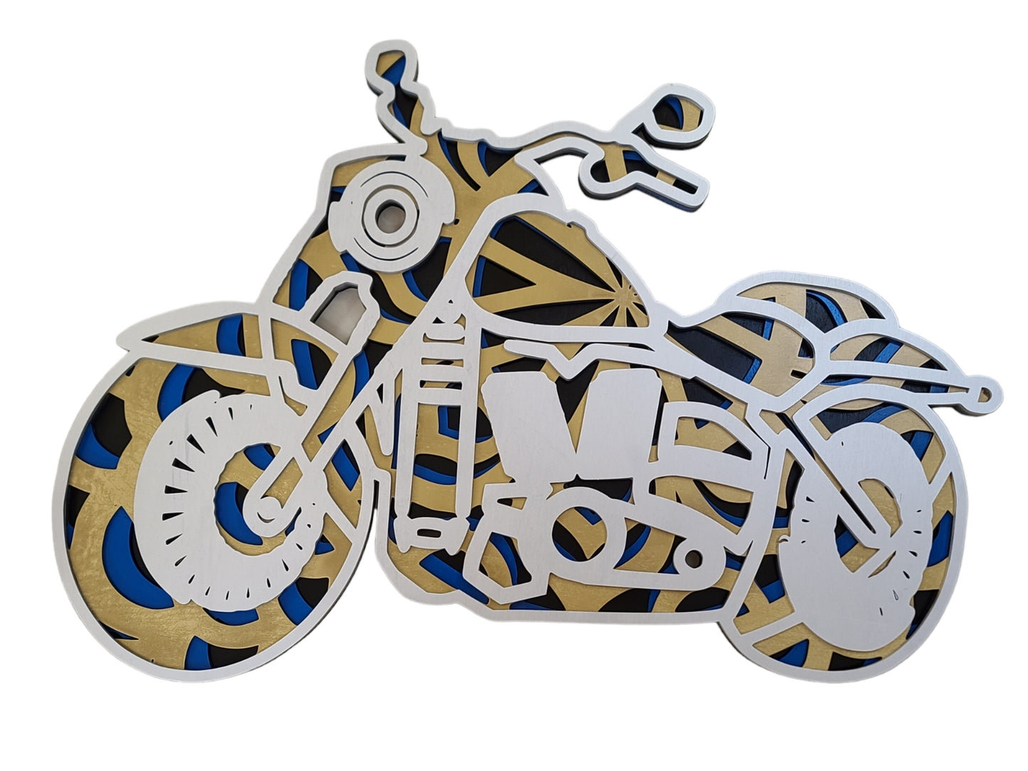 Motorcycle - Blue & Gold & Silver (Small)