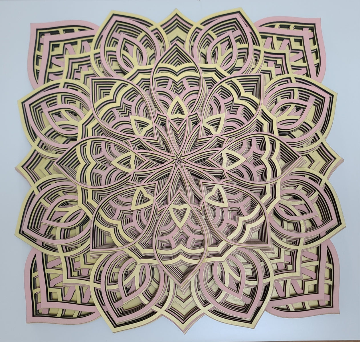 Pink + Yellow Mandala 15" x 15"