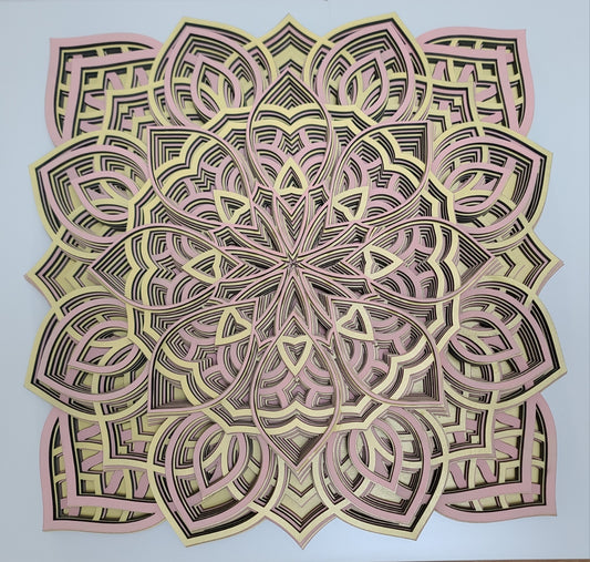 Pink + Yellow Mandala 15" x 15"