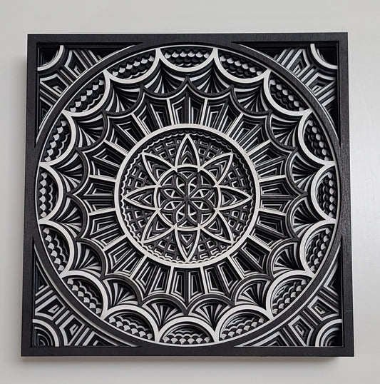 Black & White Mandala 9x9"