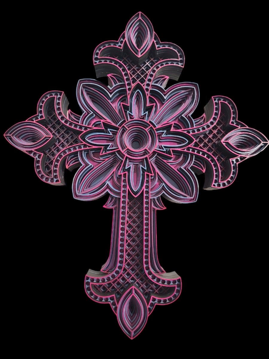 Cross Purple + Blue 15" x 18"