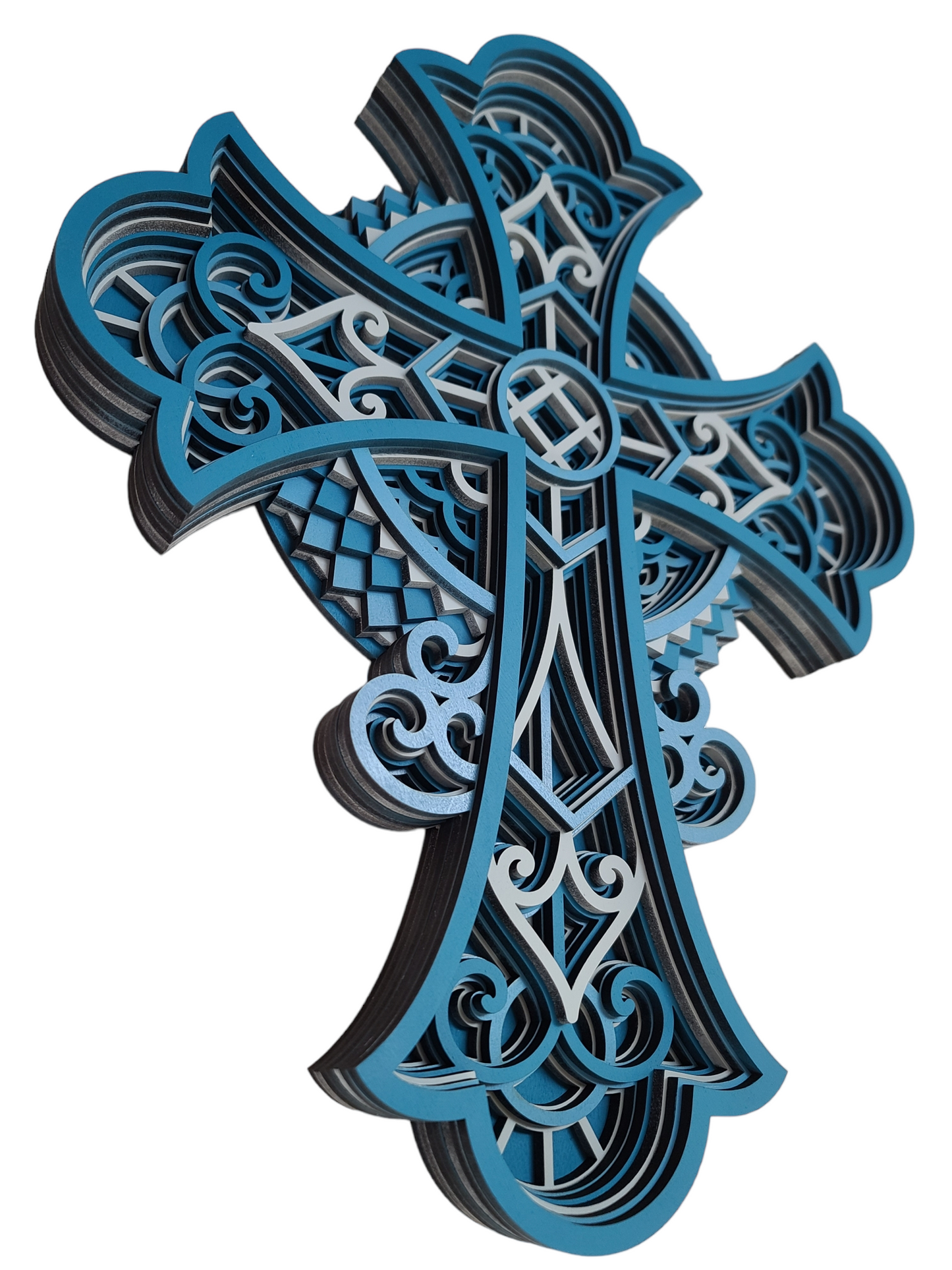 Cross - Blue + Light Blue + White 15" x 18"