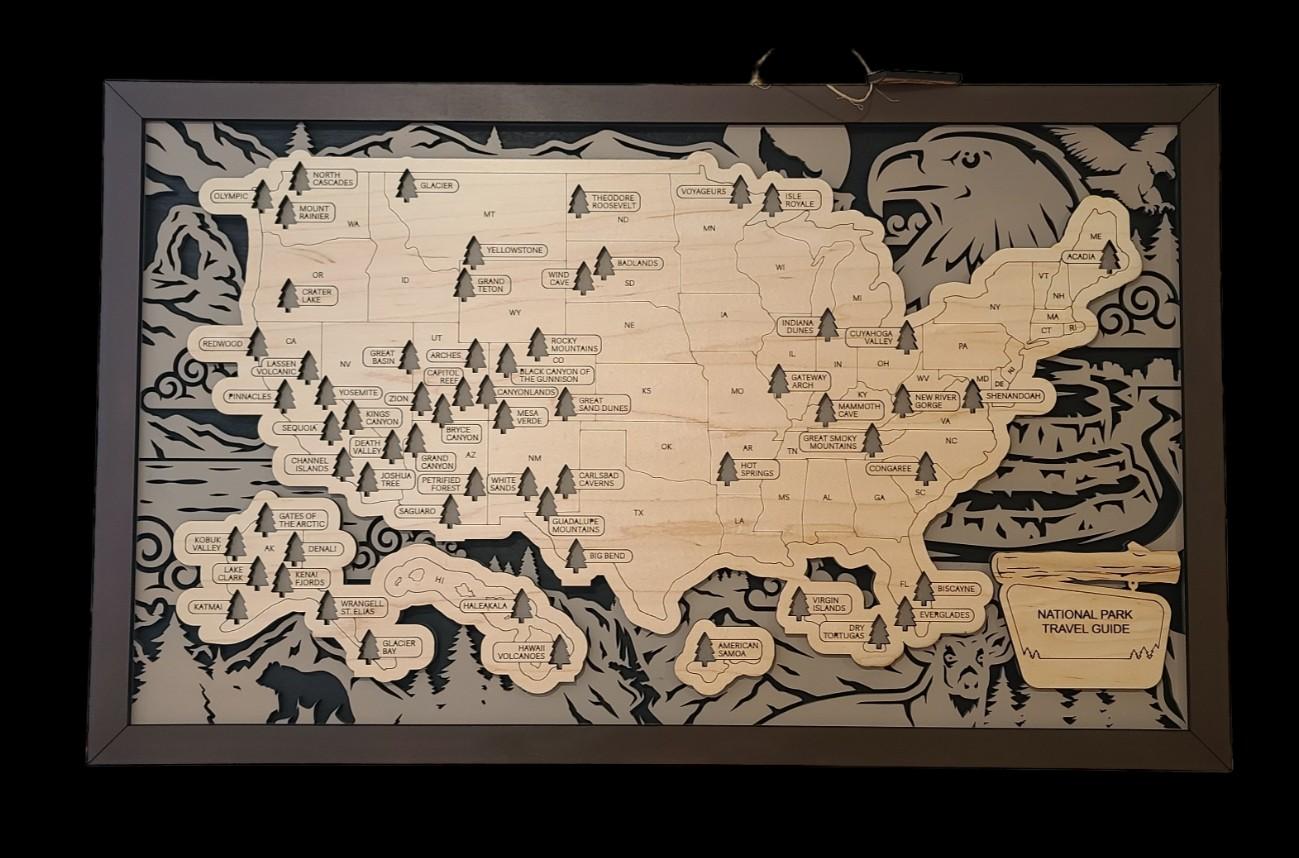 National Map with Eagle - Large (17" x 28")