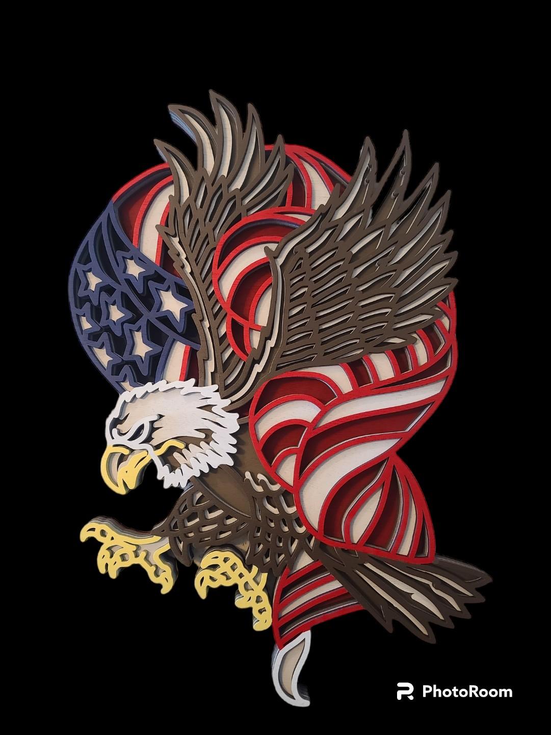 Small Eagle Wrapped in Flag (11" x 18")