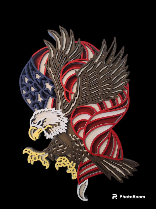 Small Eagle Wrapped in Flag (11" x 18")