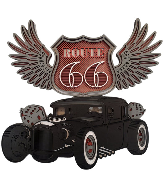 Route 66 Sign with Car