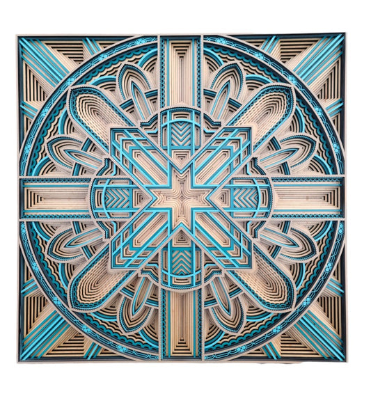 Teal Blue Mandala - 17"x17"